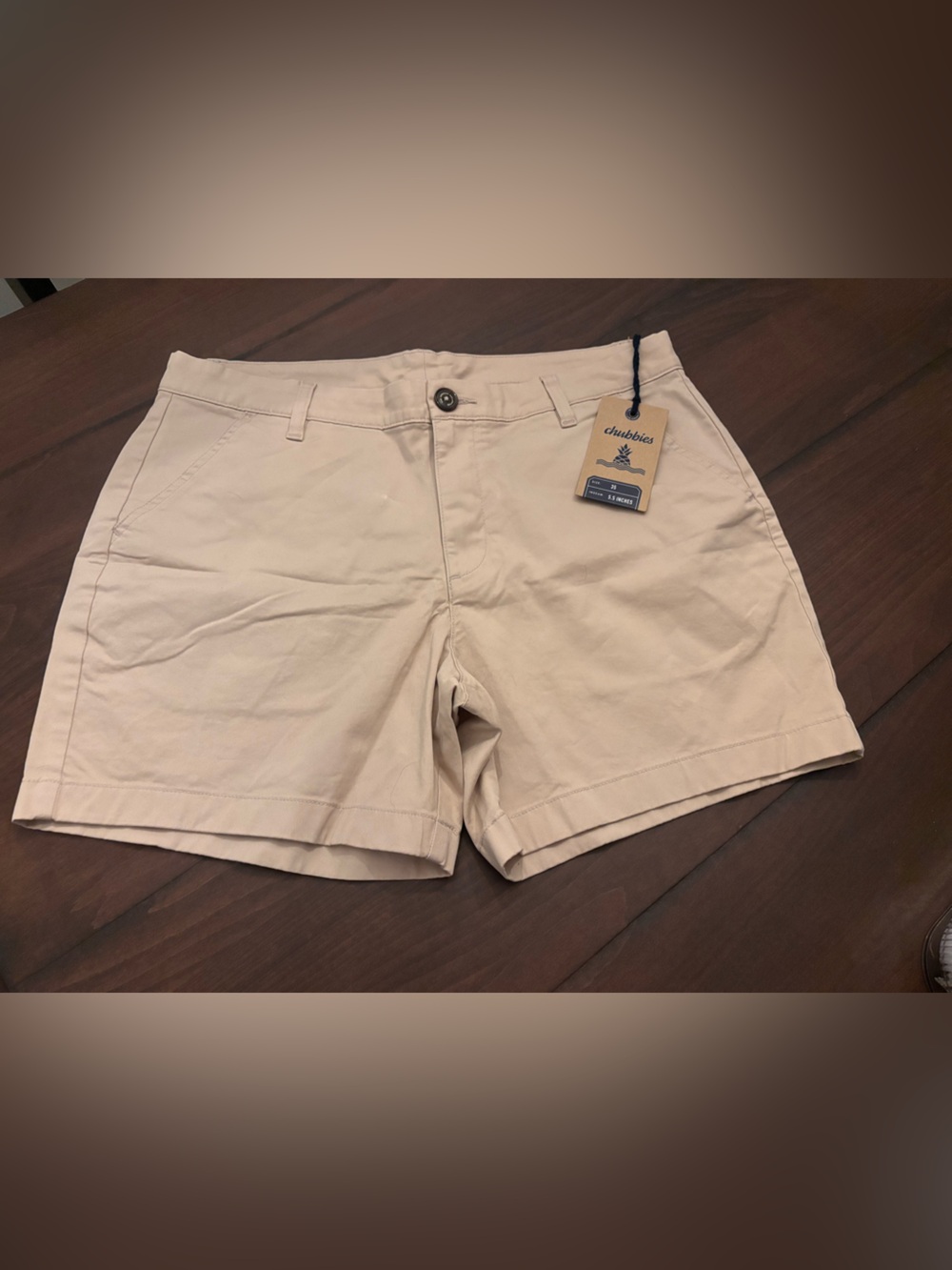 chubbies Originals Khaki Flat Front Men's Shorts with 5.5 inch inseam